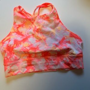 Pink/orange/white tie dye lululemon bra size 12